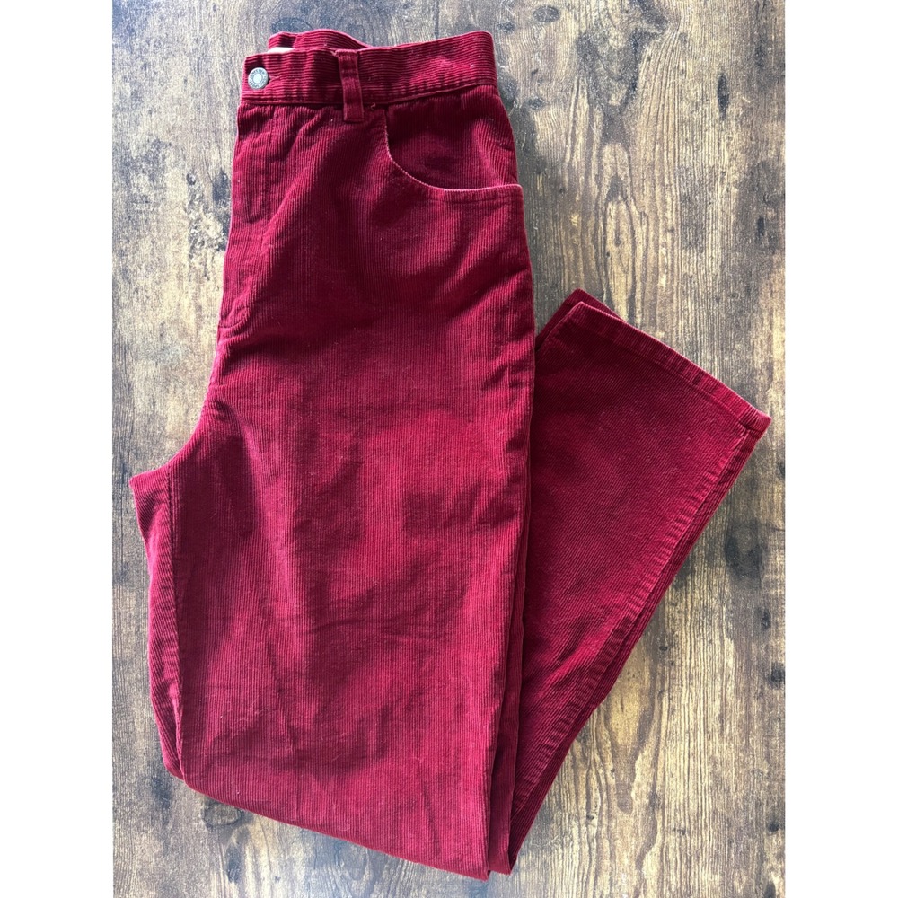 Jones New York Red Corduroy Pants Stretch Straight Leg Womens Size 10